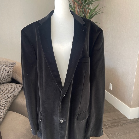 Men's BIG AND TALL Black Velvet Blazer